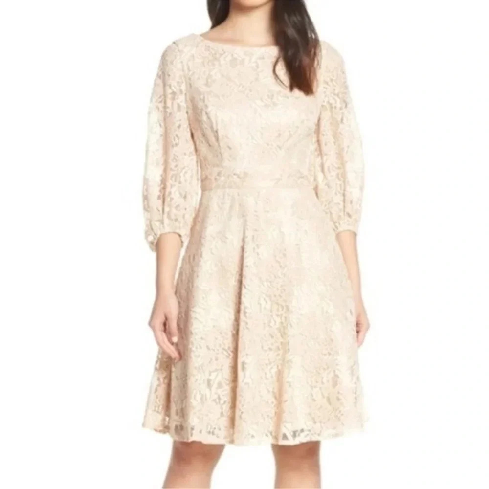 Eliza J Cottagecore Romantic Lace Fit & Flare Feminine Cocktail Dress Size 8 NWT
